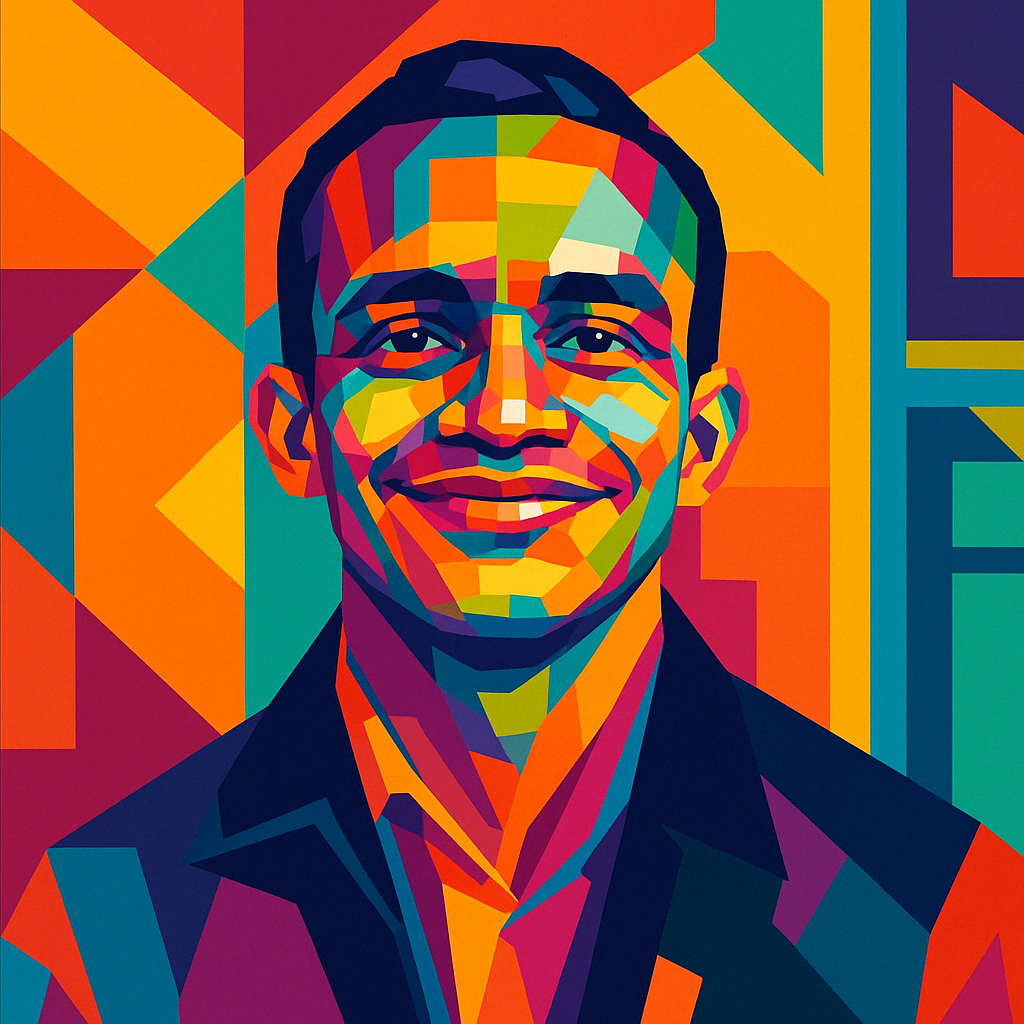Jacob Calvyn dalam gaya WPAP berwarna-warni